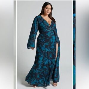 Blue Floral Midi Dress